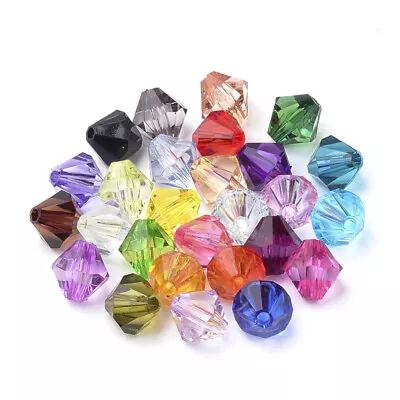 500 Acrylic Bicone Beads - Random Mixed Colours - 6mm - Hole 2mm - P00387 • £4.49