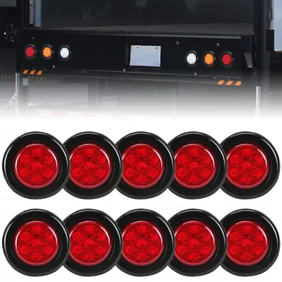 2  12V Inch Round Red 7 LED Side Marker Clearance Lights Trailer Truck Lamps RV • $11.98