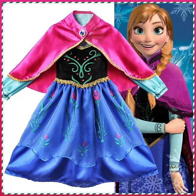 Kid Girl Anna Fancy Dress Up Costume Cape Princess World Book Day Birthday Party • £10.82