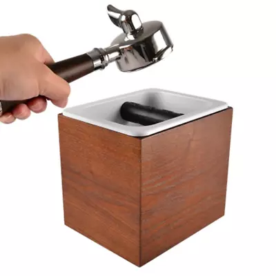 $39.20 • Buy Knock Box Brown Coffee Barista Bin Square Shape Espresso Grind Waste Tamper Bin