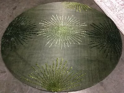 GREEN / MULTI 6' X 6' Round Back Stain Rug Reduced Price 1172655042 SOH712G-6R • $115