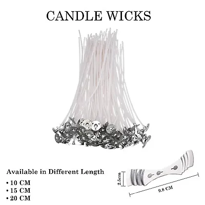 Candle Wicks Pre Waxed With Long Tabbed Cotton Sustainer For Candle Making Craft • £3.70