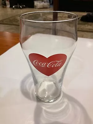 Coca-Cola Coke Drinking Glass With Red Heart 22 Oz Vintage 6.5 • $15