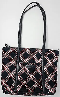 Vera Bradley Minsk Plaid Large Tote Shopper Bag Purse Black Red Plaid • $18.88