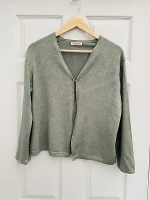 Marilyn Moore Sage Green 52% Silk 48% Cashmere Cardigan Sz L 14 *Repaired* • £24.99