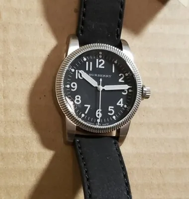 $325 • Buy Burberry Watch With  44mm Black  Face With Black Leather Band 