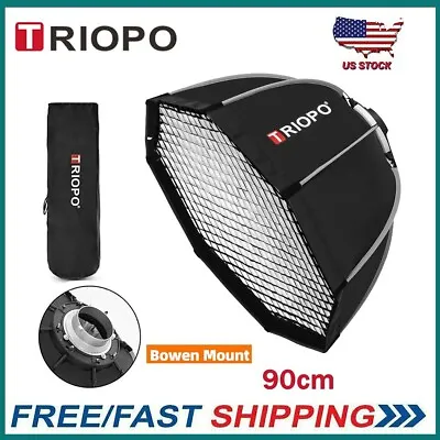 US Stock TRIOPO K2 90cm Foldable Octagon Softbox Bowen Mount For LED Video Light • $55.99