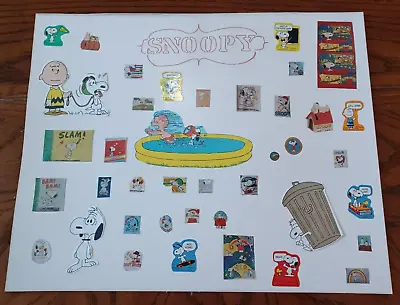 Homemade Peanuts Snoopy Sticker Collage 20 X 16 Poster Doghouse Vintage • $14.25