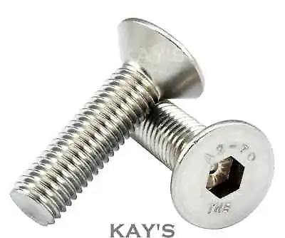 M3 (3mmØ) COUNTERSUNK SCREWS A2 STAINLESS STEEL ALLEN KEY HEXAGON SOCKET BOLTS • £0.99