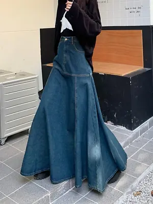 New Women Retro Fashion Long High Waist Versatile Fishtail Denim Skirts • $45.88