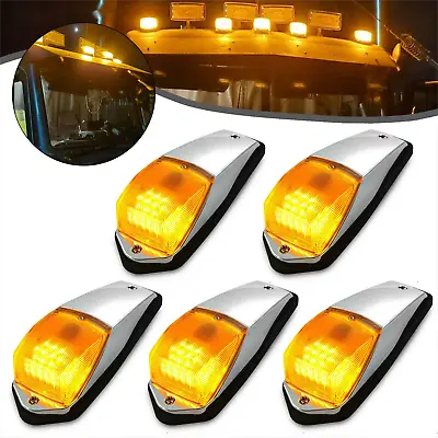 5x 31 LED Cab Roof Marker Clearance Lights Amber Chrome For Peterbilt Kenworth • $51