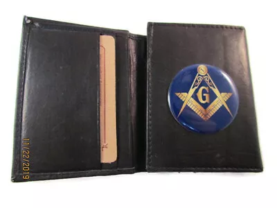  Smooth Quality Black Leather Trifold Wallet Masonic New • $32.14