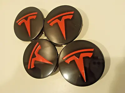 Tesla Emblem Wheel Center Caps  Model 3 X S Y Set Of 4 USA Small Business Seller • $16.99