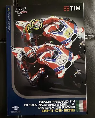 Moto GP 2016  San Marino Event Program Valentino Rossi Marc Marquez • $65