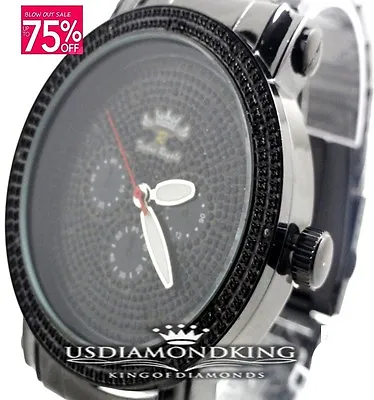 Men's New Techno Roayale/Joe Rodeo Black PVD Metal 10 Genuine Real Diamond Watch • $69.99