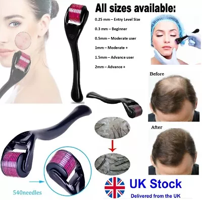 $14.04 • Buy Derma Skin Roller 540 Titanium Micro Needle Therapy Anti Ageing & Hair Grow UK  