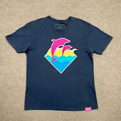 Pink Dolphin T Shirt Mens Size L Gray Short Sleeve Emblem Logo Streetwear • $12.55