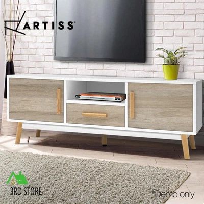 $99 • Buy Artiss TV Cabinet Entertainment Unit Stand Storage Drawer White Wooden 120cm