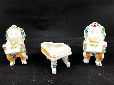 Occupied Japan Asian Oriental Miniature Porcelain Chairs & Piano - Missing Lid A • $8.39