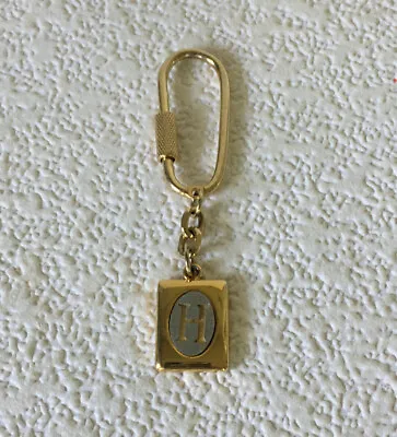 Vintage Keychain LETTER H Key Ring Gold Tone  Metal Fob Initial Monogrammed “H” • $9.90