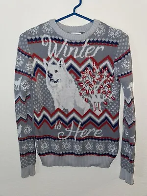$19.95 • Buy GAME OF THRONES GoT Winter Is Here- Adult Ugly Christmas Sweater Size Small -EUC