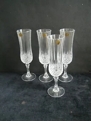 £19.99 • Buy 4 Cristal D’arques Longchamp Crystal Champagne Flutes Glasses