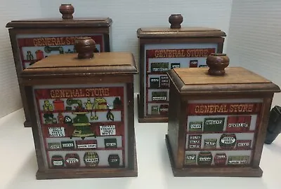 Vintage 1970's Enesco General Store Wooden Canisters • $45
