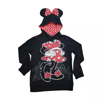 Disneyland Minnie Mouse Hoodie Sweater Women's Small S Black Disney Parks  • $15