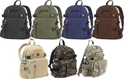 Washed Canvas Backpack School Knapsack Army Style Travel Bag Pack -Mini Or Jumbo • $30.99