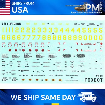 Foxbot 48-012 Decals For Stencils For North Ameerican B-25C/D/J Mitchell 1/48 • $16.95