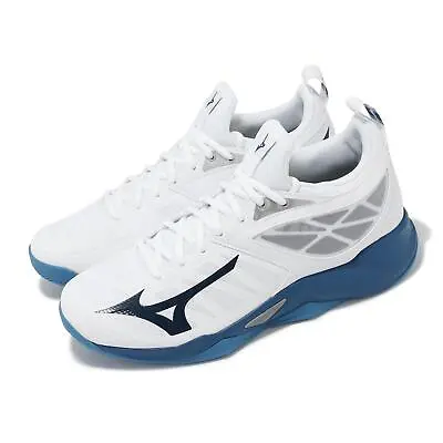 Mizuno Wave Dimension White Sailor Blue Silver Men Volleyball Shoes V1GA2240-21 • $104.99