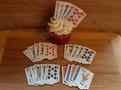 25 Edible Playing Cards Cupcake Toppers Poker Card Deck Cake Decorations Precut • £3.70