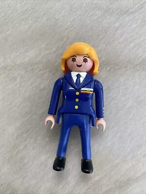 £4.94 • Buy PLAYMOBIL 3185 AERO LINE Aeroline AIRPLANE PILOT Woman Figure Airport Used