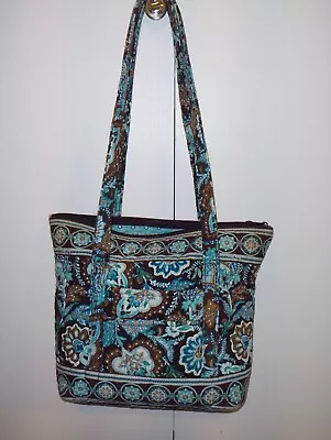 Vera Bradley Quilted Tote Handbag Blue & Brown • $4.99