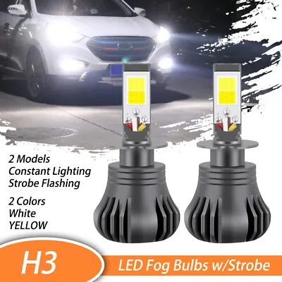 H3 Strobe Flashing Dual-Color White/ Yellow LED High Beam Light For Dodge Toyota • $18.96