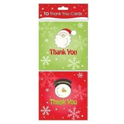 £3.95 • Buy Pack Of 10 Christmas Thank You Cards And Envelopes - Gift Present Party Thanks