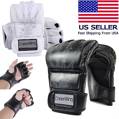 MMA UFC Leather Boxing Gloves Sparring Kick Thai Gym Punching Bag Half Mitt USA • $14.98