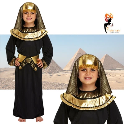 £10.78 • Buy Boys Egyptian Pharaoh Fancy Dress Black Costume Outfit Kids School Book Week