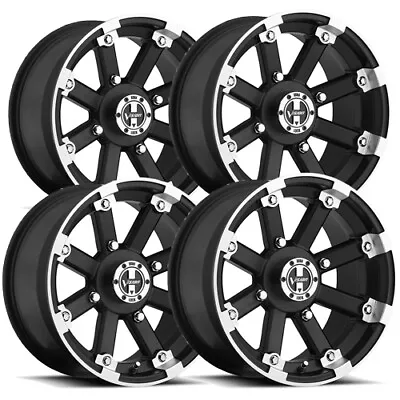 (Set Of 4) Vision 393 Lockout 12x8 4x136 -Black/Machined Wheels Rims 12  Inch • $287.96