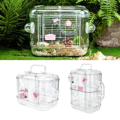 Hamster Gerbil Mouse Small Pet Animal Cage Transparent House Travel Carrier Box • £7.95