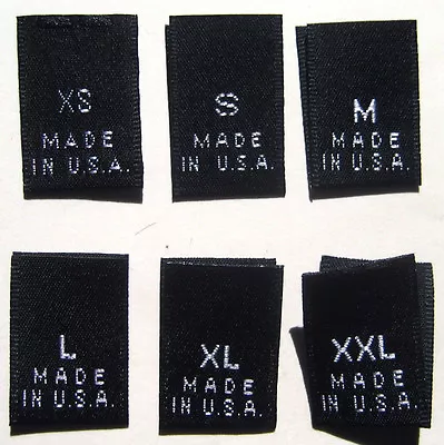 $44.99 • Buy 1000 Pcs BLACK WOVEN CLOTHING LABELS MADE IN USA -SIZE TAGS XS, S, M, L, XL, XXL