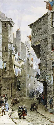 Louise Rayner  Street Scenes In Edinburgh  British City Life English Laundry • £22