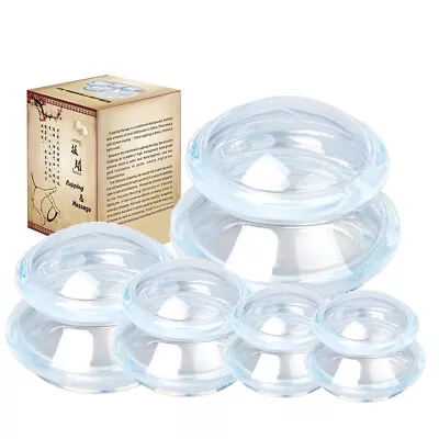 $18.61 • Buy Pain Relief Cupping Therapy Set Silicone Neck Face Body Massage Vacuum Cups US