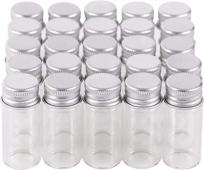 100 10Ml Vials Small Mini Tiny Glass Bottles Clear Empty Jars With Aluminum Top  • $28.56