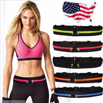 Gym Fitness Sport Runner Waist Bum Bag Running Jogging Belt Pouch Zip Fanny Pack • $7.98