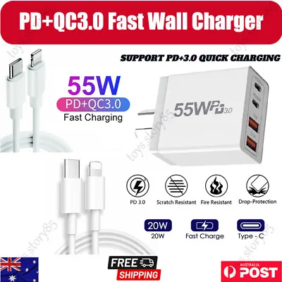 $7.99 • Buy 55W 4 Port USB-C PD Fast Charging Wall USB C Charger Power Adapter Type-C Brick