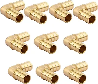 1/2 Inch PEX 90 Degree Elbow 1/2  (Pack Of 10) Lead-Free Brass Barb Crimp Pipe F • $12.45