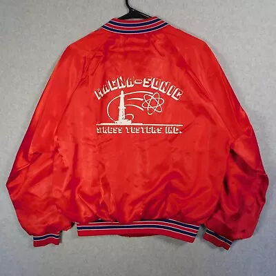 Vintage Bomber Jacket Mens Medium Red Satin USA Made King Louie Magna Sonic RARE • $28.88