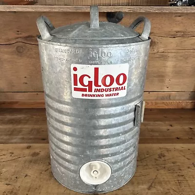 Vintage IGLOO 5 Gallon Galvanized Metal Water Camp Cooler Jug Drink Beautiful! • $75