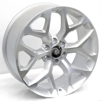 22  Silver Machined Snowflake Replica Wheels 22x9 6X5.5 +24 Chevy Silverado 1500 • $251.75